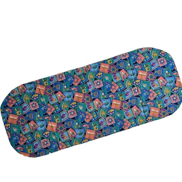 Hanukkah Menorah Jewish Holiday Cotton Quilting Fabric Remnants X2 - Picture 3 of 3